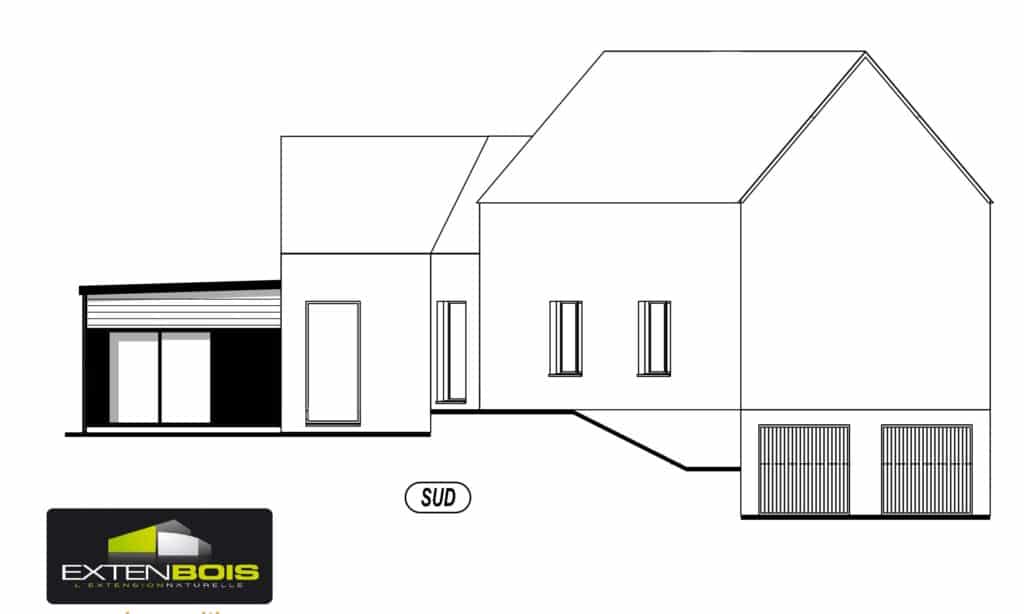 Plan d'exécution pour une extension bois qui permet de visualiser techniquement le projet