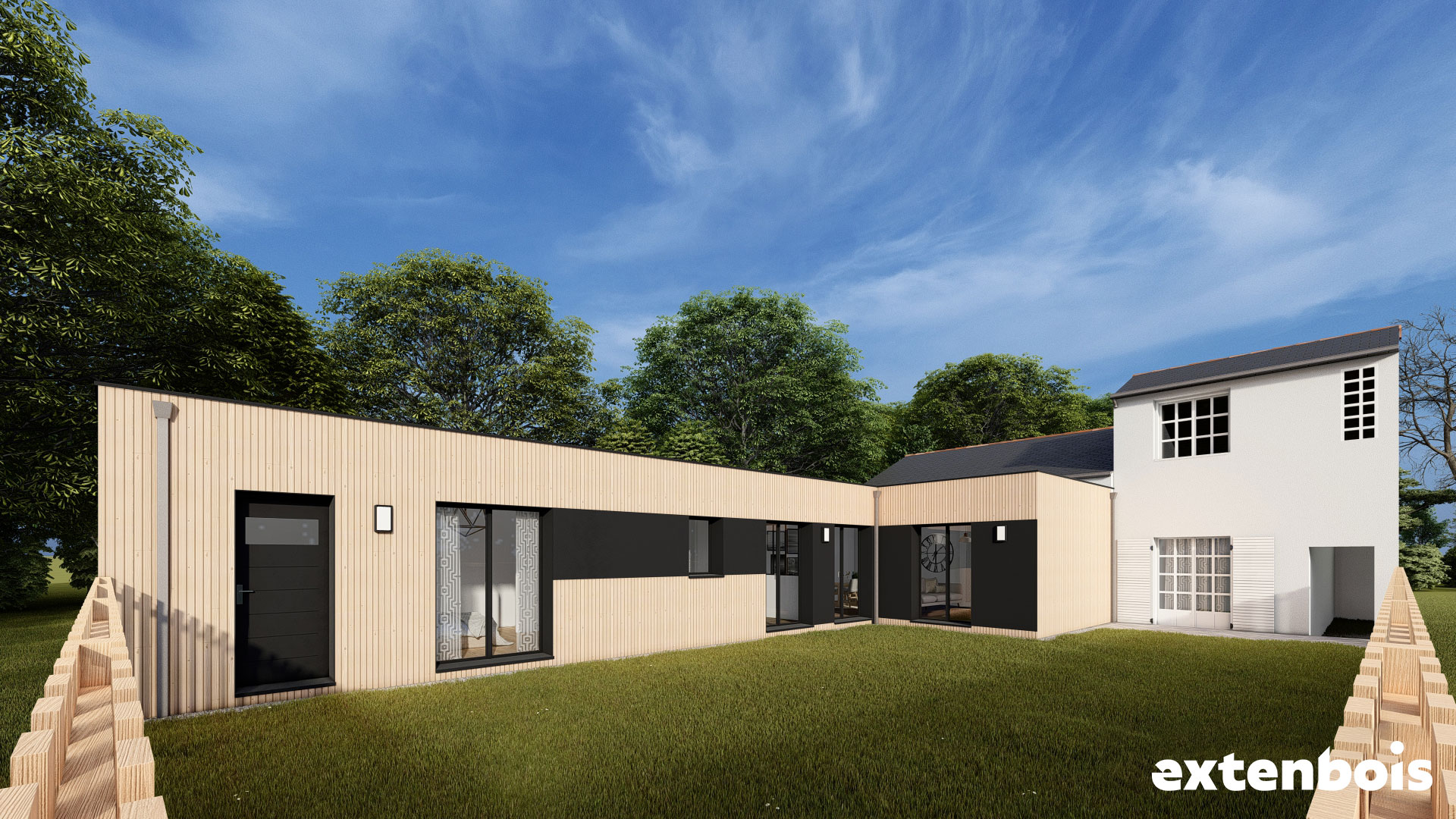 Plan extension maison longère en pierre