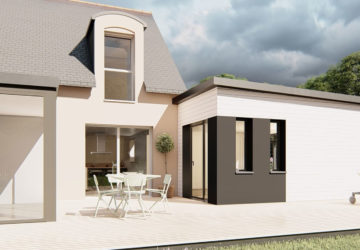 Extension salon bardage bois bicolore
