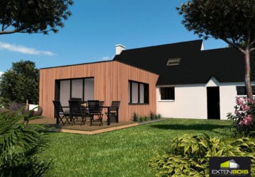 Extension contemporaine à toit plat avec terrasse