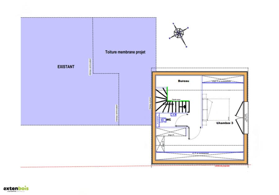 plan-étage-extension-maison-lannilis