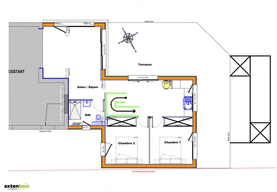 plan-RDC-extension-maison-lannilis