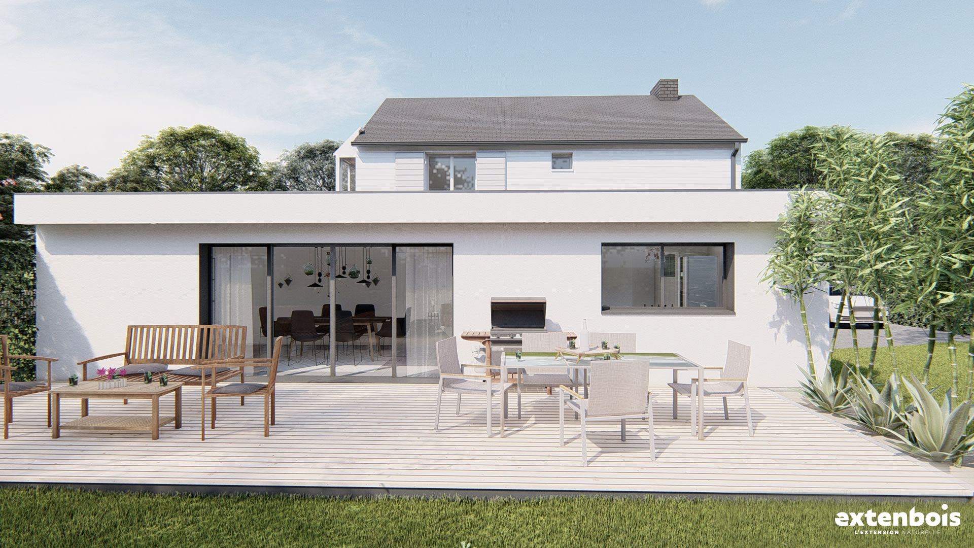 Extension salon 40m2 avec verrière d’atelier industriel