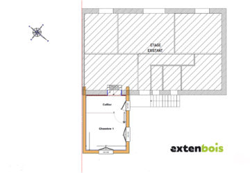 plan-extension-étage-chambre-extenbois