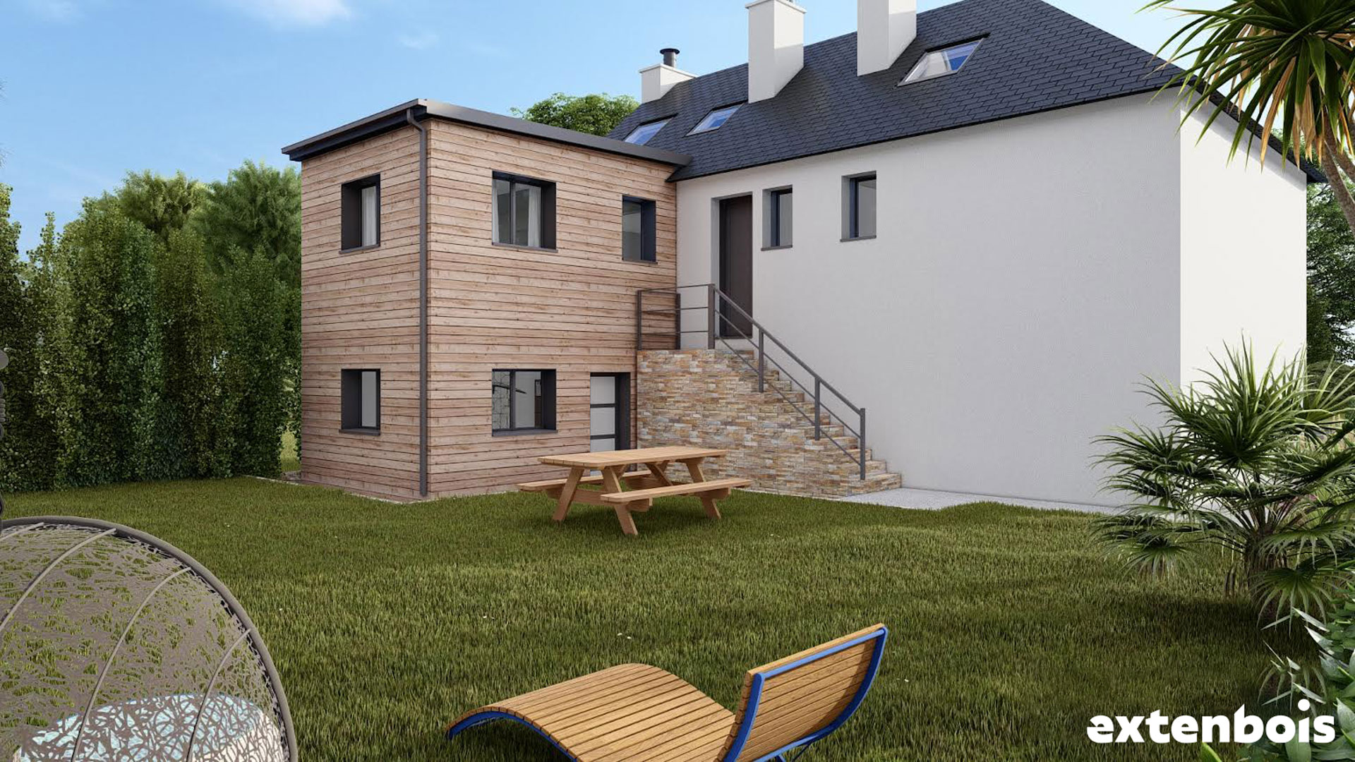 Projet pour une extension de maison avec étage à Rennes (35)