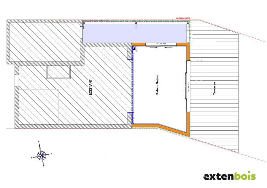 plan-extension-salon-séjour-rdc