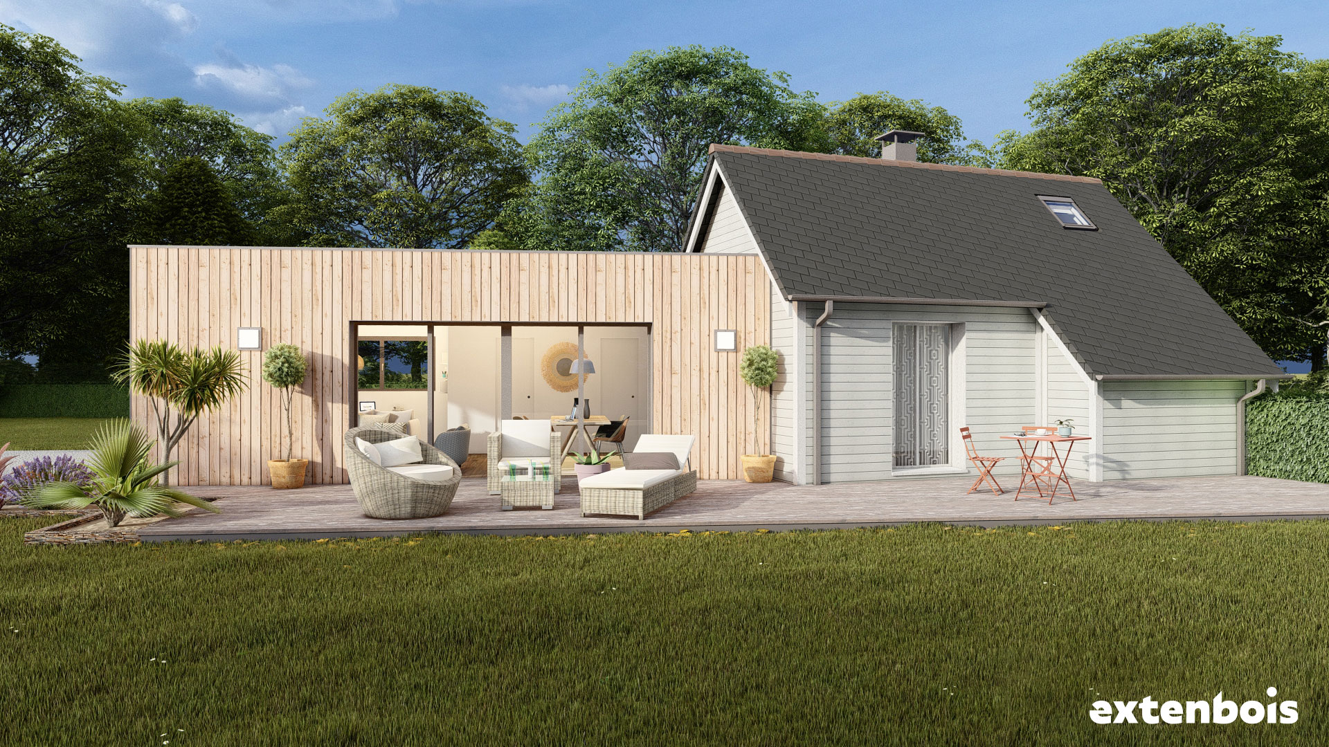Plan extension de pièce de vie pour petite maison