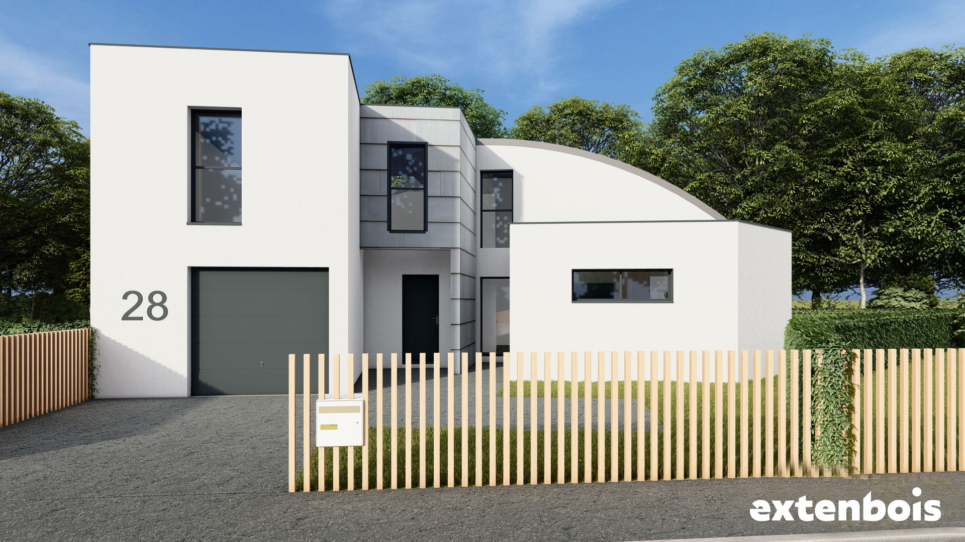 Plan extension de salon bois enduit