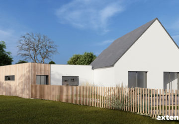 Plan extension de salon en limite de propriété