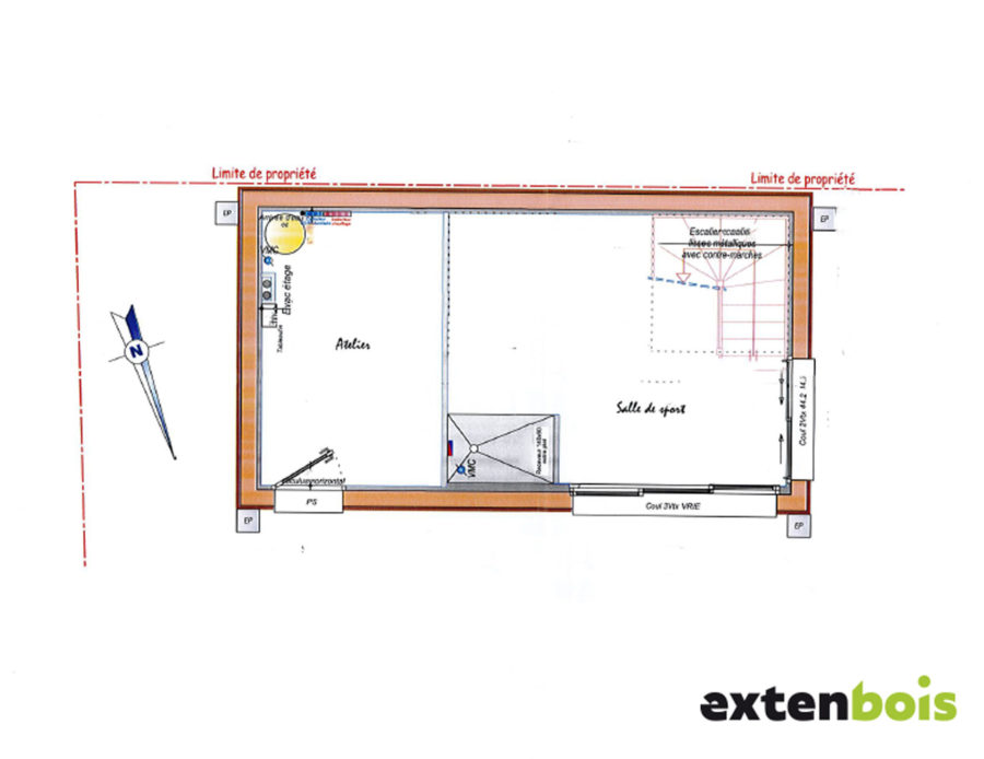 plan-extension-maison-étage-extenbois