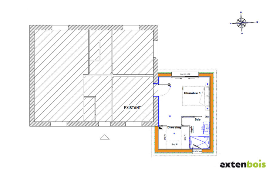 plan-extension-chambre-parentale-surélevée