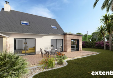 Plan d&rsquo;extension de maison : salon et salle de douche